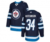 Adidas Winnipeg Jets #34 Michael Hutchinson Authentic Navy Blue Home NHL Jersey