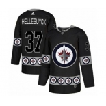 Adidas Winnipeg Jets #37 Connor Hellebuyck Authentic Black Team Logo Fashion NHL Jersey