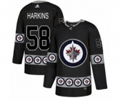 Adidas Winnipeg Jets #58 Jansen Harkins Authentic Black Team Logo Fashion NHL Jersey