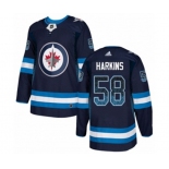 Adidas Winnipeg Jets #58 Jansen Harkins Authentic Navy Blue Drift Fashion NHL Jersey