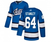 Adidas Winnipeg Jets #64 Logan Stanley Authentic Blue Alternate NHL Jersey