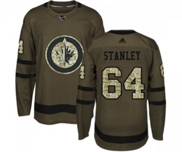 Adidas Winnipeg Jets #64 Logan Stanley Authentic Green Salute to Service NHL Jersey