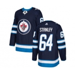 Adidas Winnipeg Jets #64 Logan Stanley Authentic Navy Blue Home NHL Jersey