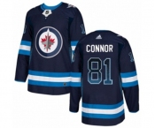 Adidas Winnipeg Jets #81 Kyle Connor Authentic Navy Blue Drift Fashion NHL Jersey