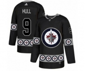 Adidas Winnipeg Jets #9 Bobby Hull Authentic Black Team Logo Fashion NHL Jersey