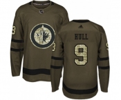 Adidas Winnipeg Jets #9 Bobby Hull Authentic Green Salute to Service NHL Jersey