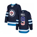 Adidas Winnipeg Jets #9 Bobby Hull Authentic Navy Blue USA Flag Fashion NHL Jersey