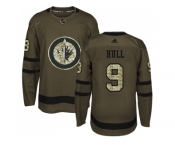 Adidas Winnipeg Jets #9 Bobby Hull Green Salute to Service Stitched NHL Jersey