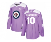 Men Adidas Winnipeg Jets #10 Dale Hawerchuk Purple Authentic Fights Cancer Stitched NHL Jersey