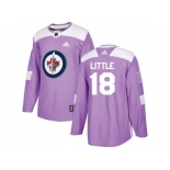 Men Adidas Winnipeg Jets #18 Bryan Little Purple Authentic Fights Cancer Stitched NHL Jersey