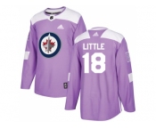 Men Adidas Winnipeg Jets #18 Bryan Little Purple Authentic Fights Cancer Stitched NHL Jersey