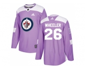 Men Adidas Winnipeg Jets #26 Blake Wheeler Purple Authentic Fights Cancer Stitched NHL Jersey