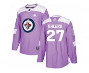 Men Adidas Winnipeg Jets #27 Nikolaj Ehlers Purple Authentic Fights Cancer Stitched NHL Jersey