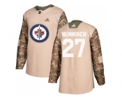 Men Adidas Winnipeg Jets #27 Teppo Numminen Camo Authentic 2017 Veterans Day Stitched NHL Jersey