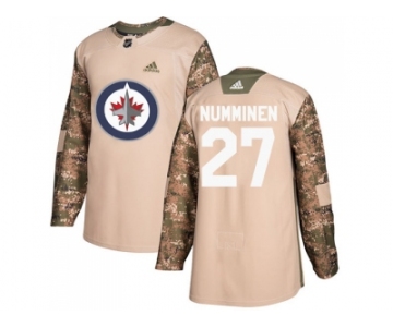 Men Adidas Winnipeg Jets #27 Teppo Numminen Camo Authentic 2017 Veterans Day Stitched NHL Jersey