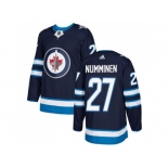 Men Adidas Winnipeg Jets #27 Teppo Numminen Navy Blue Home Authentic Stitched NHL Jersey