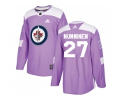 Men Adidas Winnipeg Jets #27 Teppo Numminen Purple Authentic Fights Cancer Stitched NHL Jersey