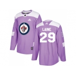 Men Adidas Winnipeg Jets #29 Patrik Laine Purple Authentic Fights Cancer Stitched NHL Jersey