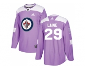 Men Adidas Winnipeg Jets #29 Patrik Laine Purple Authentic Fights Cancer Stitched NHL Jersey