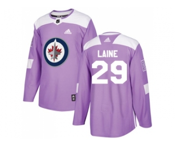 Men Adidas Winnipeg Jets #29 Patrik Laine Purple Authentic Fights Cancer Stitched NHL Jersey