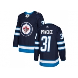 Men Adidas Winnipeg Jets #31 Ondrej Pavelec Navy Blue Home Authentic Stitched NHL Jersey