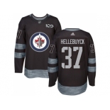 Men Adidas Winnipeg Jets #37 Connor Hellebuyck Black 1917-2017 100th Anniversary Stitched NHL Jersey