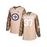 Men Adidas Winnipeg Jets #37 Connor Hellebuyck Camo Authentic 2017 Veterans Day Stitched NHL Jersey