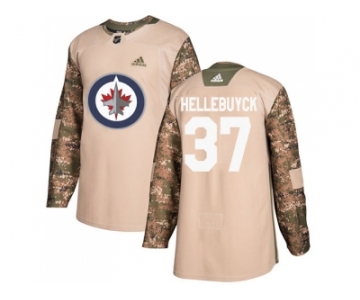 Men Adidas Winnipeg Jets #37 Connor Hellebuyck Camo Authentic 2017 Veterans Day Stitched NHL Jersey