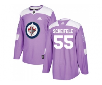 Men Adidas Winnipeg Jets #55 Mark Scheifele Purple Authentic Fights Cancer Stitched NHL Jersey