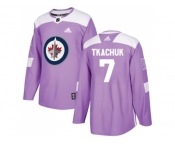 Men Adidas Winnipeg Jets #7 Keith Tkachuk Purple Authentic Fights Cancer Stitched NHL Jersey