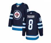 Men Adidas Winnipeg Jets #8 Jacob Trouba Navy Blue Home Authentic Stitched NHL Jersey