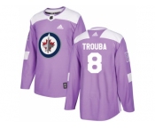 Men Adidas Winnipeg Jets #8 Jacob Trouba Purple Authentic Fights Cancer Stitched NHL Jersey