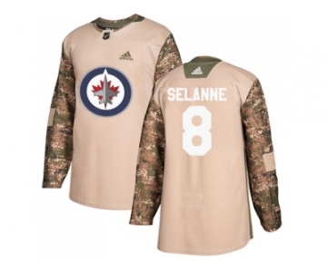 Men Adidas Winnipeg Jets #8 Teemu Selanne Camo Authentic 2017 Veterans Day Stitched NHL Jersey