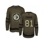 Men Adidas Winnipeg Jets #81 Kyle Connor Green Salute to Service Stitched NHL Jersey