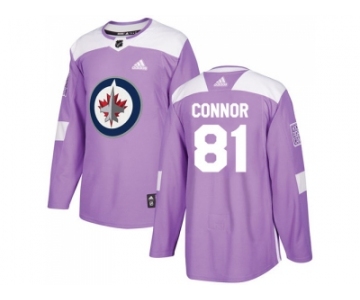 Men Adidas Winnipeg Jets #81 Kyle Connor Purple Authentic Fights Cancer Stitched NHL Jersey