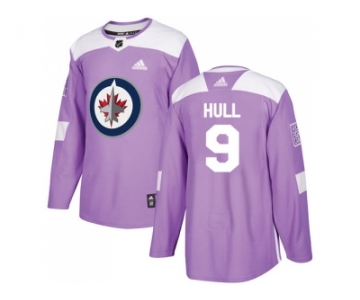 Men Adidas Winnipeg Jets #9 Bobby Hull Purple Authentic Fights Cancer Stitched NHL Jersey