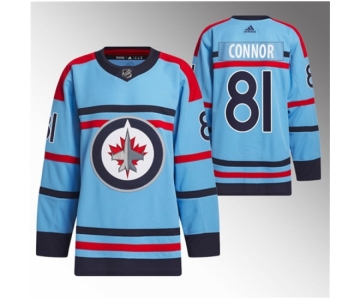 Men Winnipeg Jets #81 Kyle Connor Light Blue Anniversary Primegreen Stitched Jersey