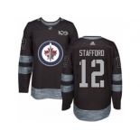 Men's Adidas Winnipeg Jets #12 Drew Stafford Authentic Black 1917-2017 100th Anniversary NHL Jersey