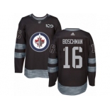 Men's Adidas Winnipeg Jets #16 Laurie Boschman Authentic Black 1917-2017 100th Anniversary NHL Jersey