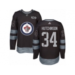 Men's Adidas Winnipeg Jets #34 Michael Hutchinson Authentic Black 1917-2017 100th Anniversary NHL Jersey