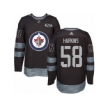 Men's Adidas Winnipeg Jets #58 Jansen Harkins Authentic Black 1917-2017 100th Anniversary NHL Jersey