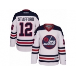 Men's Reebok Winnipeg Jets #12 Drew Stafford Authentic White 2016 Heritage Classic NHL Jersey