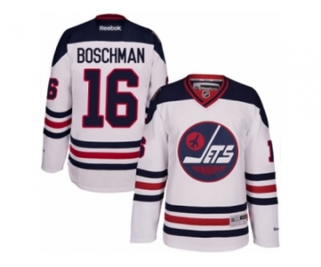 Men's Reebok Winnipeg Jets #16 Laurie Boschman Authentic White 2016 Heritage Classic NHL Jersey