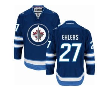 Men's Reebok Winnipeg Jets #27 Nikolaj Ehlers Authentic Navy Blue Home NHL Jersey