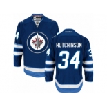 Men's Reebok Winnipeg Jets #34 Michael Hutchinson Authentic Navy Blue Home NHL Jersey