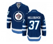 Men's Reebok Winnipeg Jets #37 Connor Hellebuyck Authentic Navy Blue Home NHL Jersey