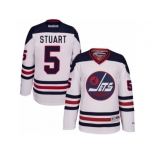 Men's Reebok Winnipeg Jets #5 Mark Stuart Authentic White 2016 Heritage Classic NHL Jersey