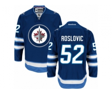 Men's Reebok Winnipeg Jets #52 Jack Roslovic Authentic Navy Blue Home NHL Jersey