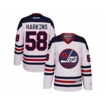 Men's Reebok Winnipeg Jets #58 Jansen Harkins Authentic White 2016 Heritage Classic NHL Jersey