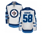 Men's Reebok Winnipeg Jets #58 Jansen Harkins Authentic White Away NHL Jersey